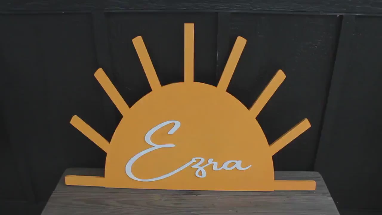 Custom Sunshine Name Baby Shower Crib Sign Contoured Sun New Baby Event Gender Made to Order Personalized 3d Wooden Handmade