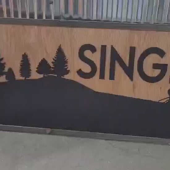 Custom Family Name Ski Slope Sign: Rustic Wood Laser Cutout