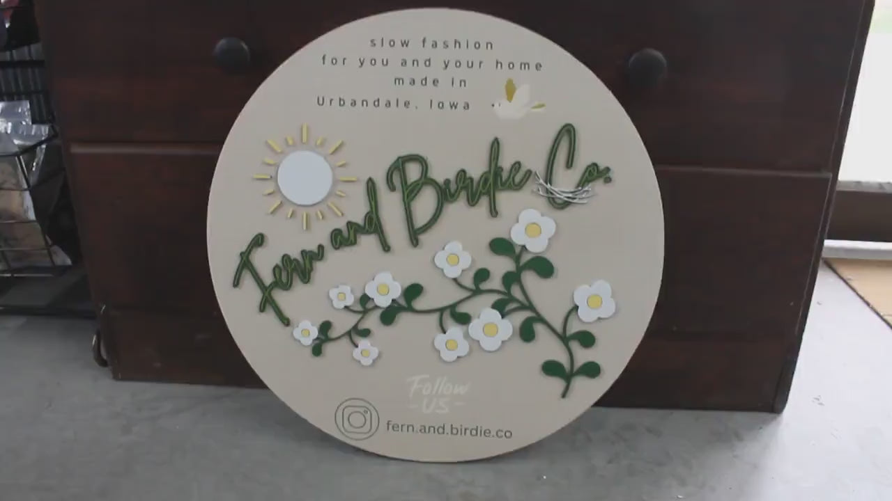 Custom Business Logo Sign: Round Wooden Boutique Signage