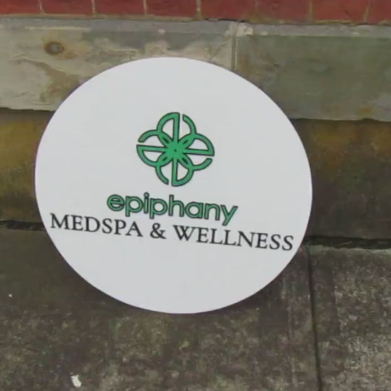 Custom Business Sign: Round Wooden Logo, MedSpa & Wellness