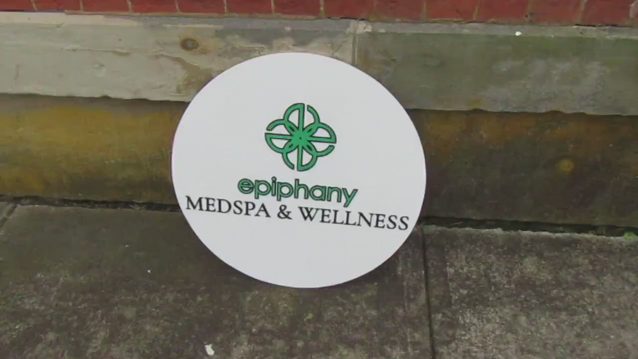 Custom Business Sign: Round Wooden Logo, MedSpa & Wellness