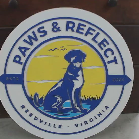 Labrador Dog Bird Dog Park Reflection Paws Lake Layered Sign Pet  Custom Sign Round Business Commerical Signage Logo Circle Wooden Handmade