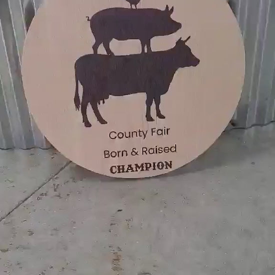 Farm Animal Company Sign County Fair Logo Personalized Customized Lightweight Affordable Barn Door Hanger Signage UV Printed Wood Round
