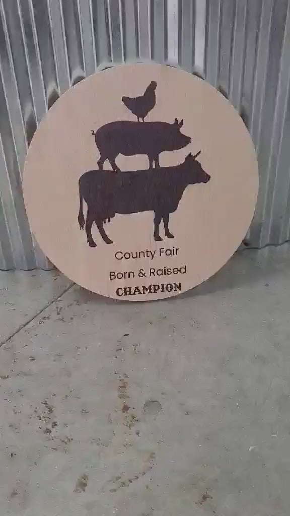 Farm Animal Company Sign County Fair Logo Personalized Customized Lightweight Affordable Barn Door Hanger Signage UV Printed Wood Round